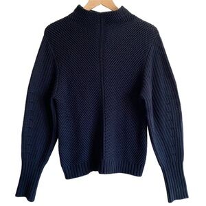 PURE COLLECTION Mock neck Balloon Sleeve Ribbed knit Cotton Blend Sweater Size L